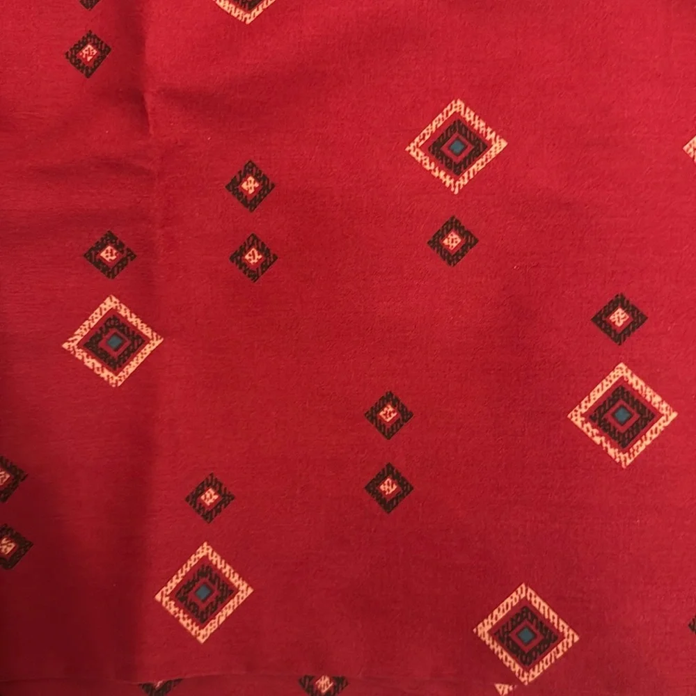 Red Valance with Small Geometric Designs